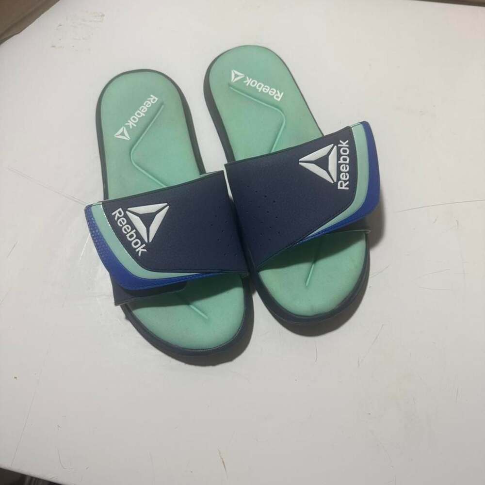 Reebok Mint and Navy Blue Adjustable Comfort Slides